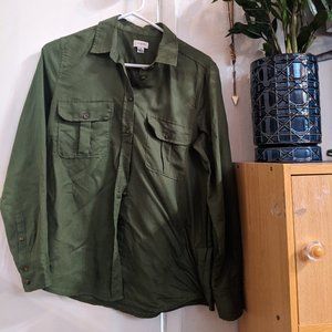 JCrew Olive Button Down Sm